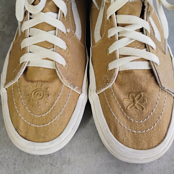 Vans X Peace Leaf Eco High Top Sneakers Womens 9.5 Mens 8 Hemp Blend Sustainable - Picture 3 of 15